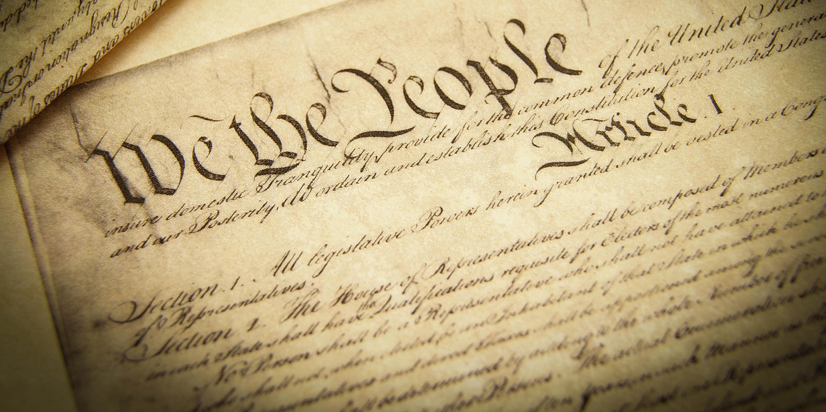 A photo of the US Constitution