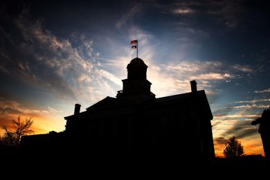 Iowa Old Capitol at dusk