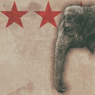 Elephant head on sepia background with stars