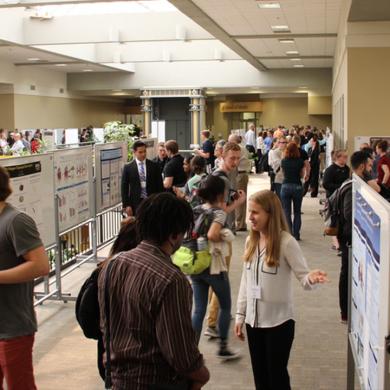 ICRU's Spring Undergraduate Research Festival, with students presenting their projects and posters to peers